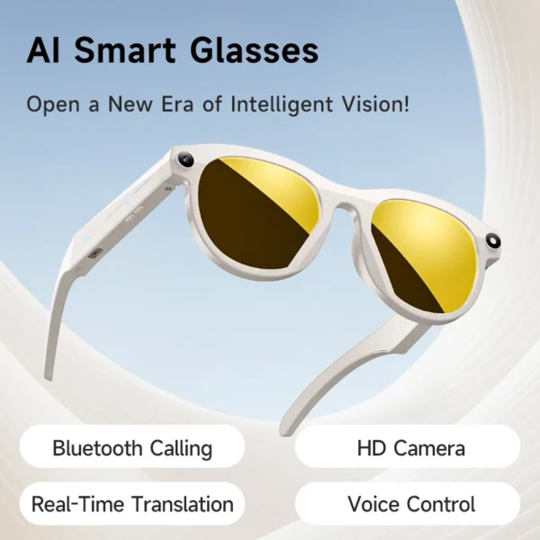 Wireless Bluetooth Voice Control AI Real Time Translation HD Camera Multi Functional for Sports Business Stylish Wearable Device