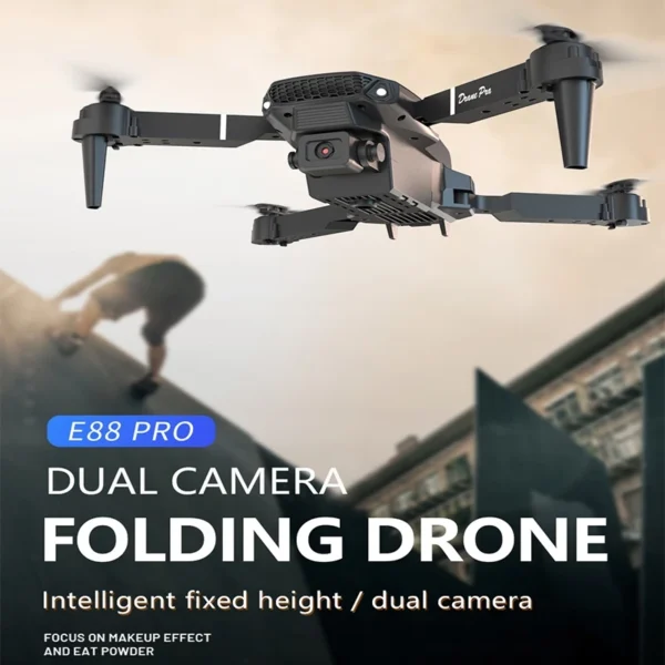 E88 PRO DRONE with Camera 4K HD Dual Camera Remote Control High altitude Video Recording Portable Four axis Drone