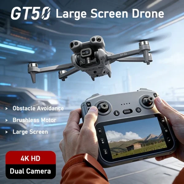 GT50 Drone Large Screen Remote Control 4K Dual Cameras Brushless Drone Aerial Pography RC Quadcopter Mini Drone