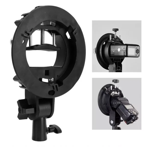 S Type Bracket Holder Black ABS Material Lightweight Portable Design for Mount Speedlite Flash Photography Studio