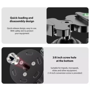 Tripod Ball Head Lightweight Stability Mount for DSLR Camera Monopod Aluminum Alloy Rotation Travel Photography