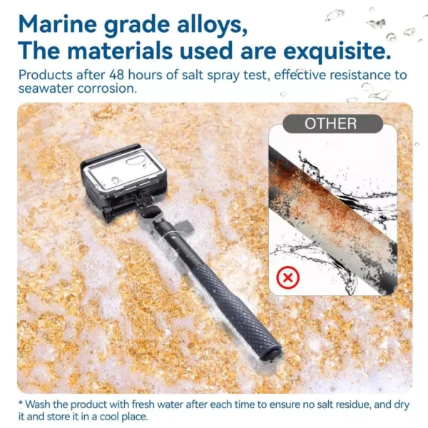 sg-11134201-81zw0-mmqzfo5v1h4yc5.webp 17 cm Portable Selfie Stick Rust proof Rotatable Aluminum Alloy 3 Sections Screw with jaw Adapter Lanyard Compatible